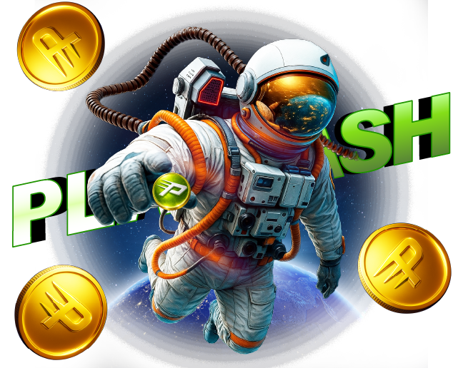 PLAYDASH astronaut floating above Earth